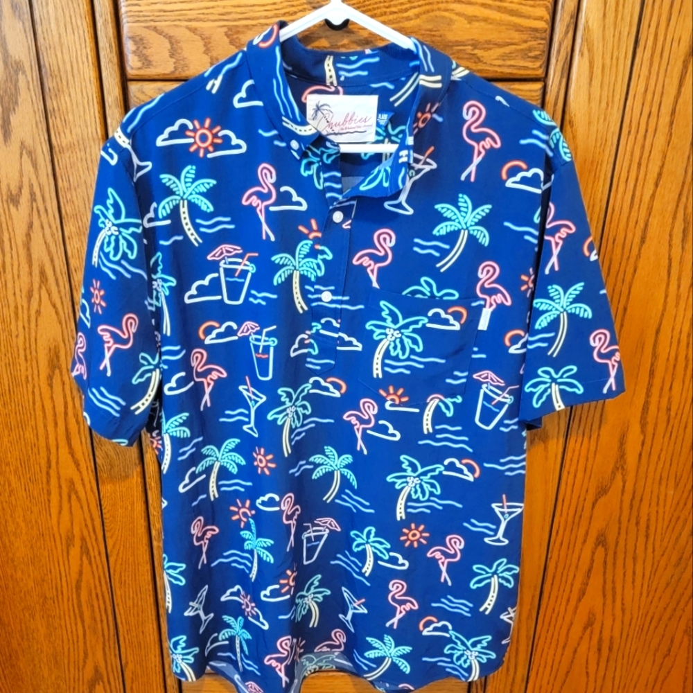 Chubbies Neon Blue Men's Polo Popover Shirt